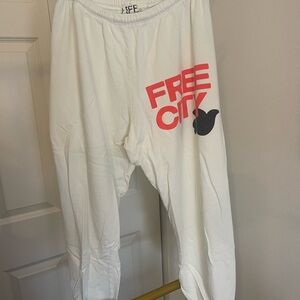 Freecity White Joggers with Red and Black Logo